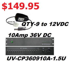 36V 1.5U RackMount Long Range Power Supply (Includes 12v converters for camera End)