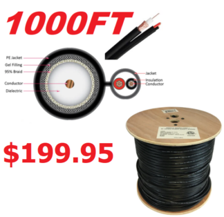 1000ft RG59 20AWG BC 95% CCA Braid + 2C 18AWG, Direct Burial **Almost Sold out**Clearance Sale