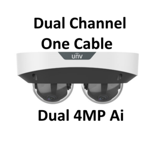 UNV 2*4MP (180 Coverage)130Db WDR Dual Channel (one Cable) Ai Intelligent StarLight LightHunter IR Ik10 Dome Camera 2.8mm Lens (NDAA) IPC3224SS-ADF28K-I1