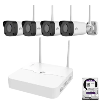 **Commercial-Grade NDAA-Compliant** UNV 2MP WIFI NVR kit KIT301-08LS3-W/4*2122LB-ABF40WK-G 4mm Lens (1TB HDD)