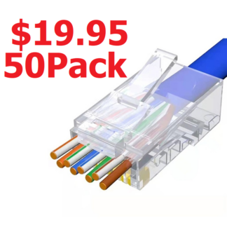 RJ45 Cat6 Pass-Through Connectors Crimp Network Plug POE Rated (50pcs)