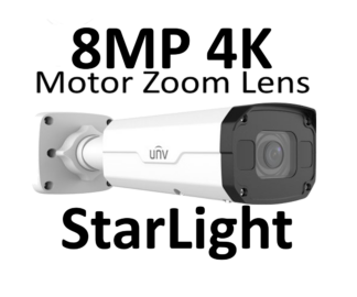 UNV 8MP Ai Intelligent 60M IR StarLight LightHunter IR Bullet Camera Motor Zoom Lens (NDAA) IPC2328SB-DZK-I0