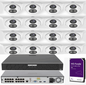 UNV EKDL-S31P4T44T1 16pcs 4MP IP Turret Smart Dual Light camera Kit with 16CH & 4TB HDD