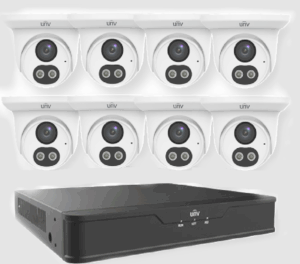 UNV 8CH PoE NVR with 2TB HDD and 8x4MP IR Turret Smart Dual Light (3 Year Warranty)(Metal Cameras)