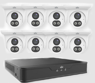 UNV 8CH PoE NVR with 2TB HDD and 8x4MP IR Turret Smart Dual Light (3 Year Warranty)(Metal Cameras) **NDAA Rated**