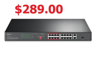 TP-Link TL-SL1218P 16-Port 10/100 Mbps + 2-Port Gigabit Rackmount Switch with 16-Port PoE+ (150W)