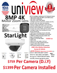 UNV Ai 8MP 4K MotorZoom StarLight (including installation)