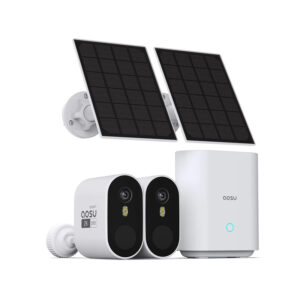 Aosu Solar Camera Pro C7P-2H 3MP 2pcs Solar-Powered Dual Band Wi-Fi Cameras with Spotlight,166° Wide-angle Lens AI, 2-Way Audio Function and 32GB Local Storage Box **NOTE We Price Match On AOSU Cameras**