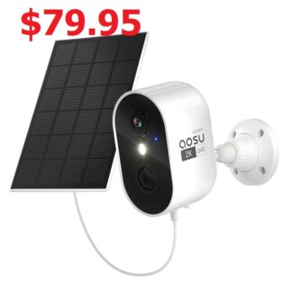 Aosu C7L 4MP Wireless Outdoor Battery Camera with Solar Panel, Color Night Vision, PIR Human Motion Detection and 2-Way Audio **NOTE We Price Match On AOSU Cameras**
