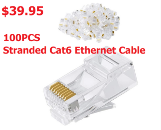 RJ45 Plug for Stranded Cat6 Ethernet Cable (100PCS Box)
