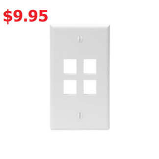4 Port Keystone faceplate Wall Plate_White