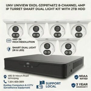 UNV EKDL-S31P8T46T2 6pcs 4MP IP Turret Smart Dual Light IP Camera Kit with 8CH & 2TB HDD **NDAA Rated**