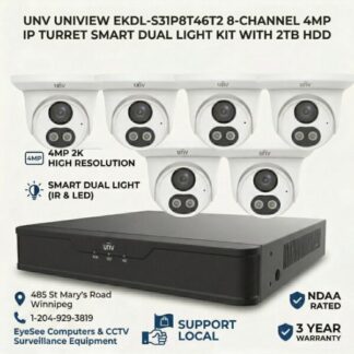 UNV EKDL-S31P8T46T2 6pcs 4MP IP Turret Smart Dual Light IP Camera Kit with 8CH & 2TB HDD **NDAA Rated**