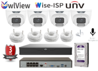 UniView UNV Wise-ISP 4 Camera Kit With NVR 501 2TB & Cable.**Top of The Line Full Color Night Vision**