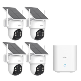Aosu C9C-4H 3MP Solar-Powered Dual Band Wi-Fi Cameras Kit with 2-Way Audio, Auto Cross-Tracking Function, Color Night Vision and 32GB Local Storage Box **NOTE We Price Match On AOSU Cameras**