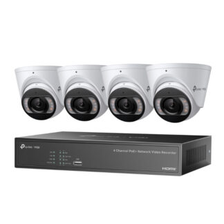TP-LINK VIGI NK4P-T4425-2T 4pcs 4MP Full-Color Turret IPC & 4 Channel PoE+ NVR KIT with 2TB HDD installed