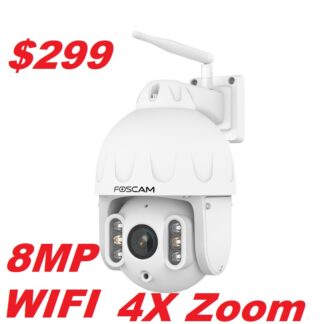 Foscam SD8P 4K/8MP Dual-Band Wi-Fi 4X Optical Zoom PTZ Outdoor Wireless IP Camera with 2-Way Audio