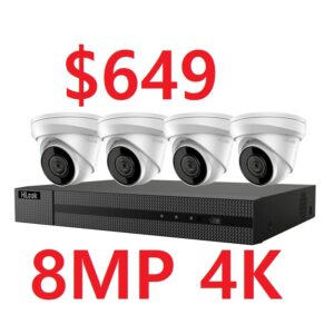 HiLook by Hikvision IK-4248TH-MH/P 4K 4 Channel 4pcs 4K Turret IP Camera Kit with 2TB HDD