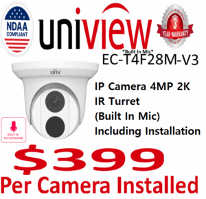 **IP Camera** UNV 4MP 2K IR Turret EC-T4F28M-V3 (Built In Mic) ($399 Is including installation)