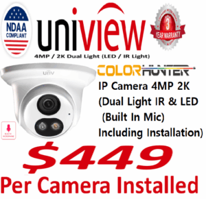 **IP Camera** UNV 4MP 2K Turret EC-T4F28M-DL (Built In Mic) (Dual Light IR & LED) ($449 Is including installation)