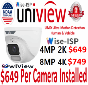 **IP Camera** UNV Wise-ISP Turret **BEST Full Color Night Vision on the Market** ( $649 Is including installation)