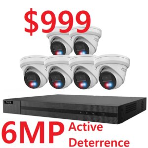 **Hikvision OEM** IP-KIT8662-BR 8 Channel 8MP NVR with 2TB HDD and 6pcs Active Deterrence 6MP Smart Hybrid Light Fixed Turret Camera Kit