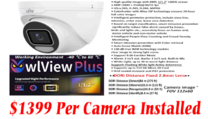 **Top of the Line Full Color Ai Cameras on the Market** UNV OwlView plus . (Full 4K 8MP 30FPS ) ** $1399 Including FULL Installation**