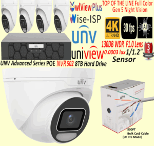 **Top of the Line Full Color Ai Cameras on the Market** UNV OwlView plus 4 Camera kit. (Full 4K 8MP)
