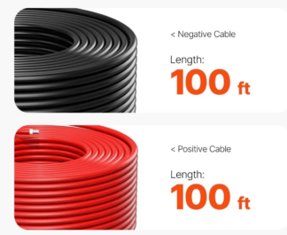 UL Listed 100FT Solar Panel Cable, 10AWG 6mm² IP67 Waterproof PV Cable (Red & Black)