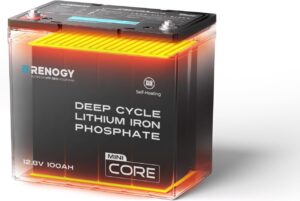 Renogy  Self-Heating 100Ah LiFePO4 Lithium Battery 12V DouHeat Tech Deep Cycle , BMS, Group 22NF Compact Design, 5000+ Cycles, IP65,  Self-Heating