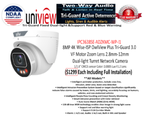 **IP Camera** UNV Ai Tri-Guard 3.0 Wise-ISP OwlView Plus With Zoom Lens  ($1299 including installation)