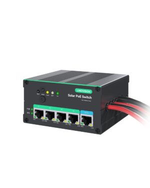 LINOVISION Industrial 4 Ports MPPT Solar PoE Switch for Security Cameras, Total PoE Budget 120W